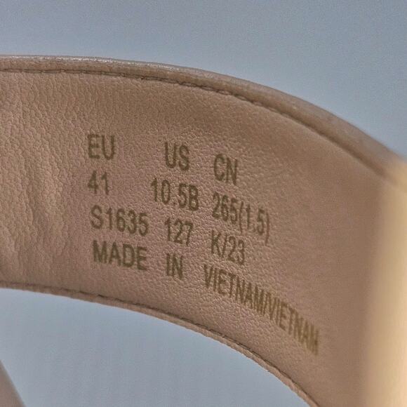 NEW Stuart Weitzman Teddi Wedge Women 10.5 Tan Leather Espadrille Sandal Beige - Picture 12 of 13